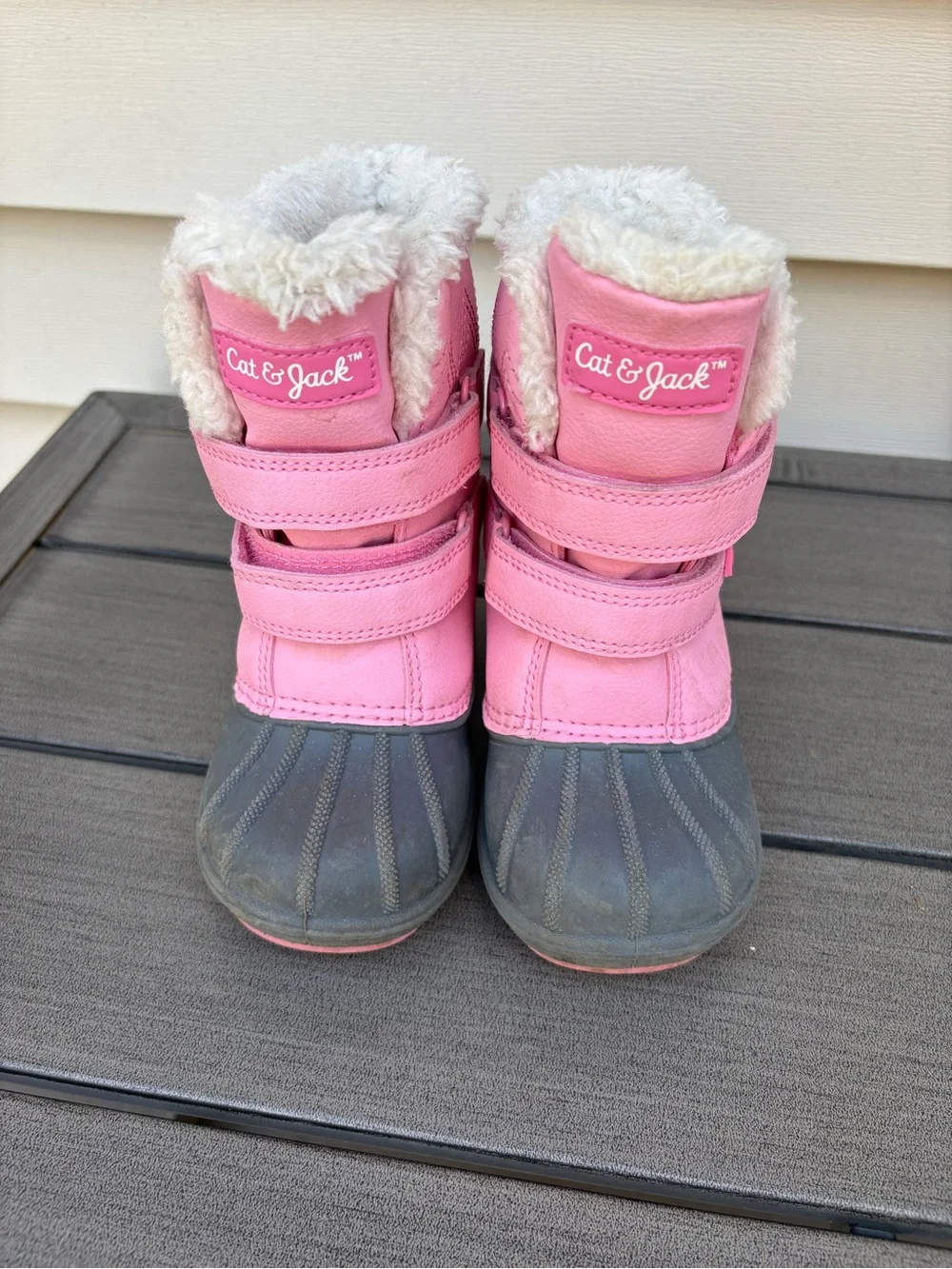 Cat & Jack Pink and Gray Waterproof Kids Snow Boots with Faux Fur